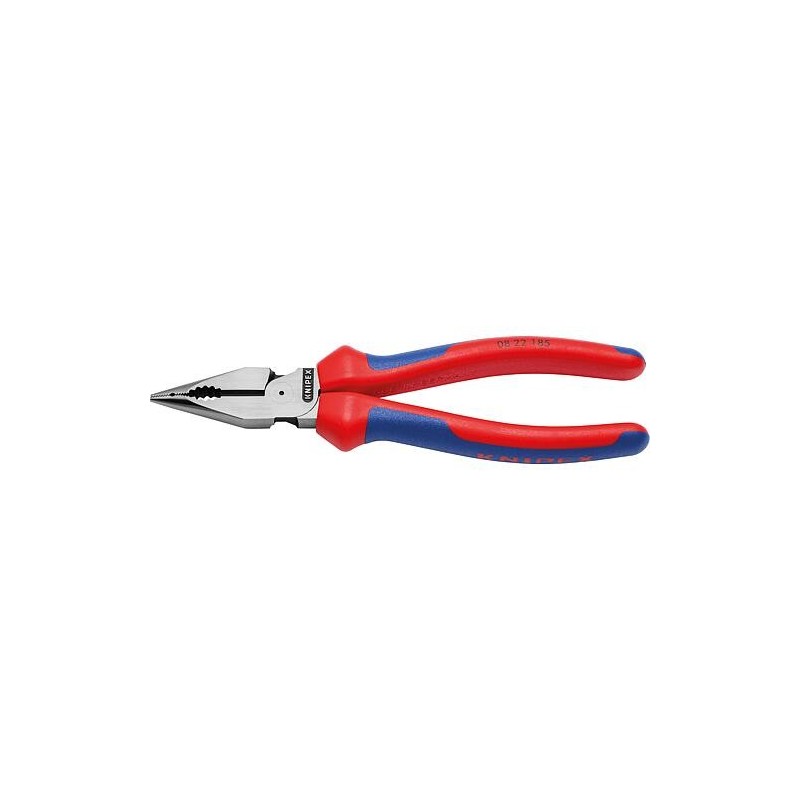 Pince combinée pointue KNIPEX, longueur : 185 mm, brunie, tête polie, poignées multi-composants