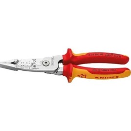 Pince d’électricien multifonctions KNIPEX VDE isolée, longueurs : 200 mm, chromée, poignées multi-composants