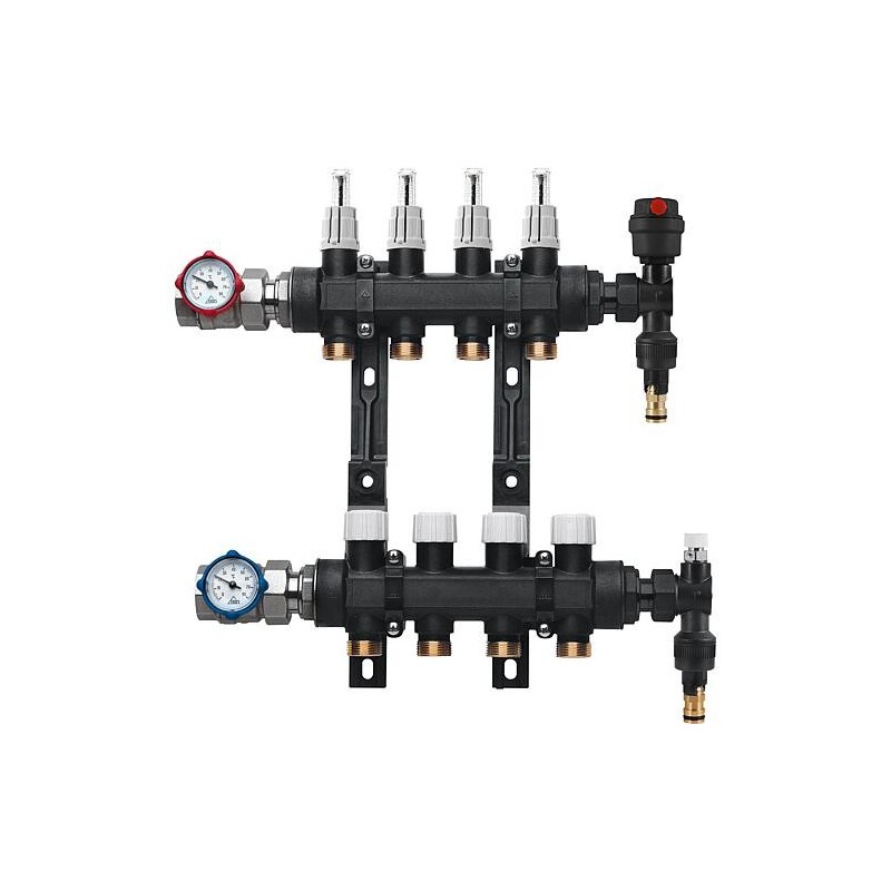 Collecteur de chauffage au sol DN25 (1") Plastique, 4 circuits de chauffage