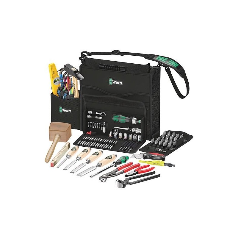 Jeu d’outils Wera H1 pour la construction en bois, 134 pièces, dans conteneur à outils 2go