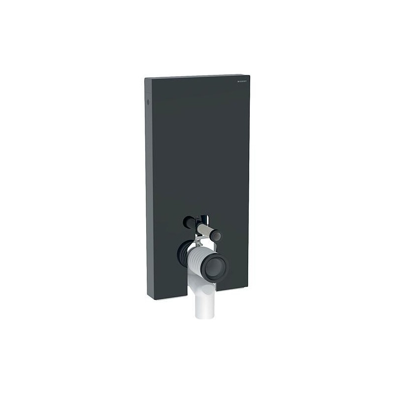 GEBERIT Monolith Plus Module sanitaire pour WC sur pied 114cm, verre noir/aluminium noir chromé