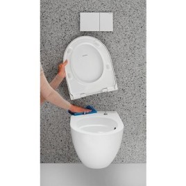 Pack combiné Geberit Acanto WC suspendu à fond creux, blanc, sans bride, abattant WC Softclose, QuickRelease, TurboFlush