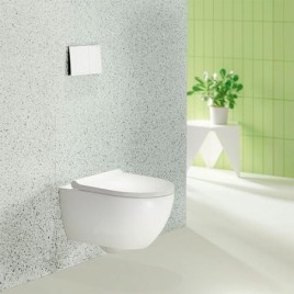 Pack combiné Geberit Acanto WC suspendu à fond creux, blanc, sans bride, abattant WC Softclose, QuickRelease, TurboFlush