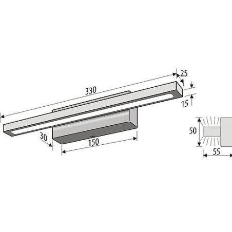 Applique murale, LED 6,9W, 72LED aluminium, éclairage unilatéral