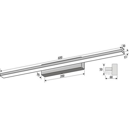 Applique murale, LED 8,78W, 72LED chromée, éclairage unilatéral