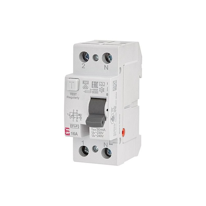 ETI Interrupteur différentiel EFI-P2, 2 pôles, 16A, 0,03A, type A, non retardé