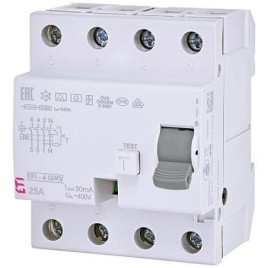 Disjoncteur différentiel EFI-4 G/KV, 4 pôles, 25A, 0,03A, type A, à action retardée