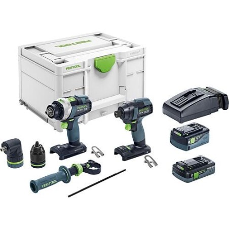 Kit sans fil Festool 2 pièces 18V TID 18 5,0/4,0 Kit TPC 18/4 avec 1x 4Ah et 1x 5Ah batteries + chargeur et mallette de