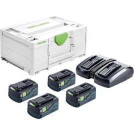 Kit sans fil Festool SYS 18V 4x5,0/TCL 6 DUO, avec 4x 5 Ah batteries et chargeur avec mallette de transport