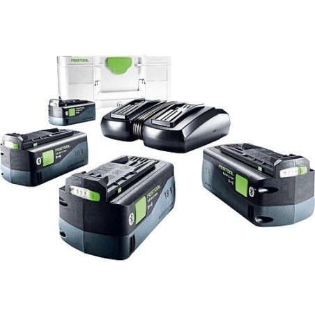 Kit sans fil Festool SYS 18V 4x5,0/TCL 6 DUO, avec 4x 5 Ah batteries et chargeur avec mallette de transport