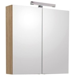 Armoire à glace Estra avec éclairage LED Chêne noueux 2 portes 700x770x208mm