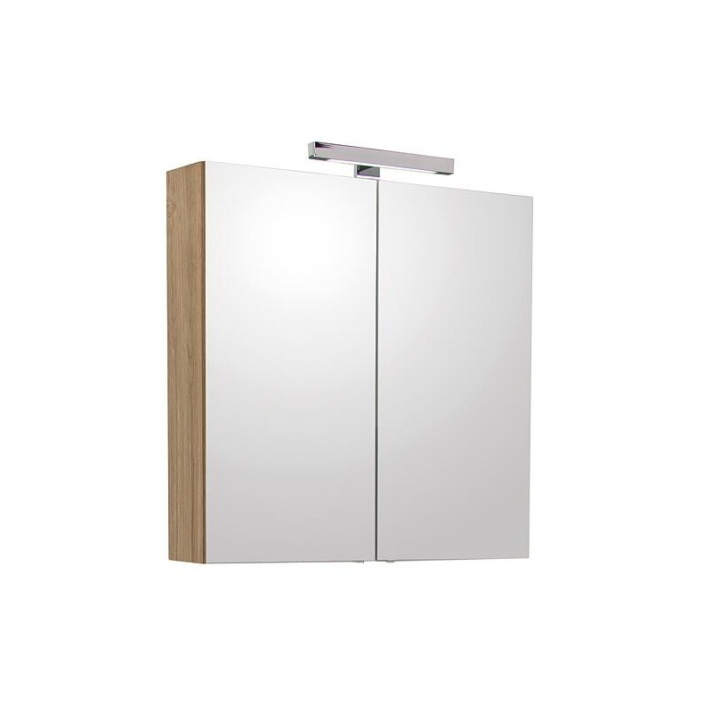 Armoire à glace Estra avec éclairage LED Chêne noueux 2 portes 700x770x208mm