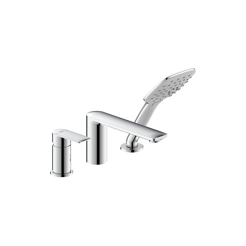 Set de mitigeurs bain 3 trous Nomoro avec douchette, saillie 200 mm, chrome