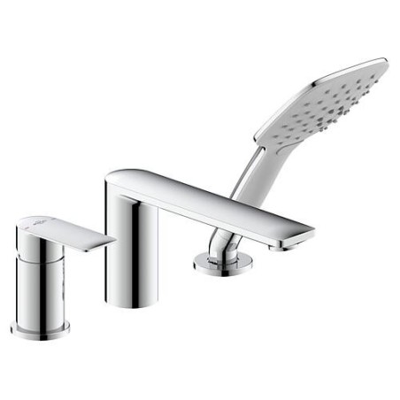 Set de mitigeurs bain 3 trous Nomoro avec douchette, saillie 200 mm, chrome