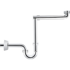 Siphon gain de place pour lavabo DN32 (1 1/4")x32mm, plastique chromé