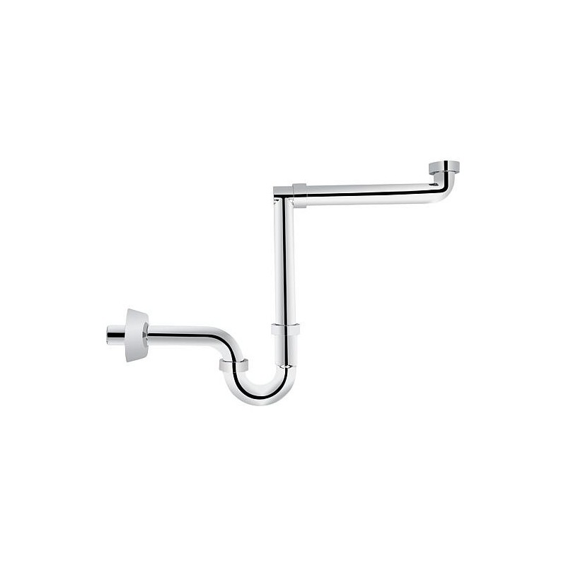 Siphon gain de place pour lavabo DN32 (1 1/4")x32mm, plastique chromé