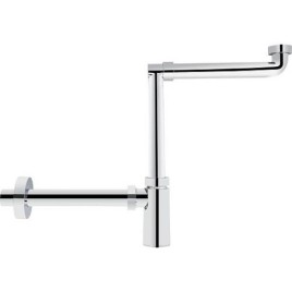 Siphon gain de place pour lavabo DN32 (1 1/4")x32mm, plastique chromé