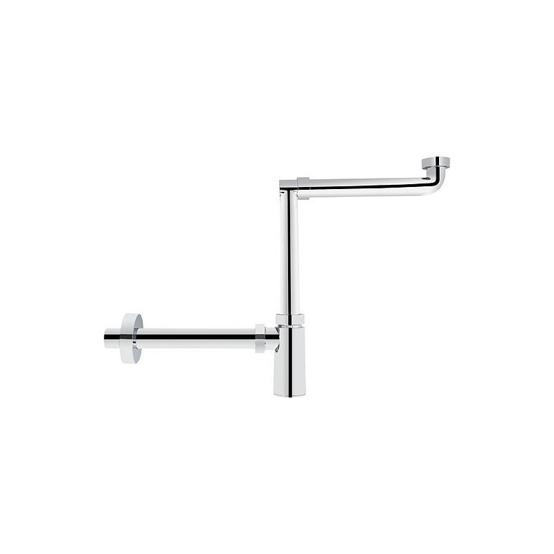 Siphon gain de place pour lavabo DN32 (1 1/4")x32mm, plastique chromé