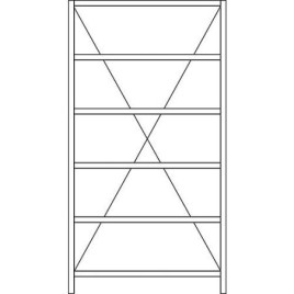 Etagère BERT emboîtable, 6 tablettes acier, charge par tablette 2000Kg, 2500x875x400 mm