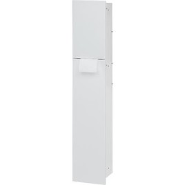 Niche à encastrer en inox pour WC hauteur 950 intérieur inox brossé, 2 portes blanches, gauche