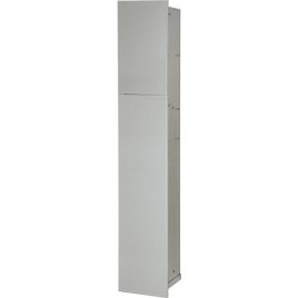 Niche à encastrer en inox pour WC hauteur 950 intérieur inox brossé, 2 portes blanches, gauche