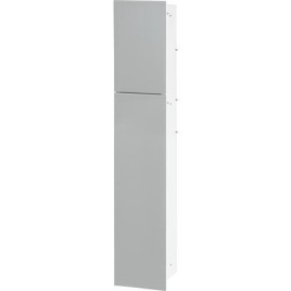 Niche à encastrer en inox pour WC hauteur 950 intérieur inox brossé, 2 portes blanches, gauche