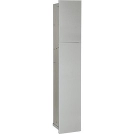 Niche à encastrer en inox pour WC hauteur 950 intérieur inox brossé, 2 portes blanches, gauche