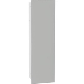 Niche à encastrer en inox pour WC hauteur 600 intérieur inox brossé, 1 porte blanche, gauche