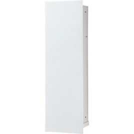 Niche à encastrer en inox pour WC hauteur 600 intérieur inox brossé, 1 porte blanche, gauche