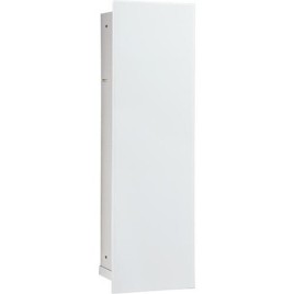 Niche à encastrer en inox pour WC hauteur 600 intérieur inox brossé, 1 porte blanche, gauche