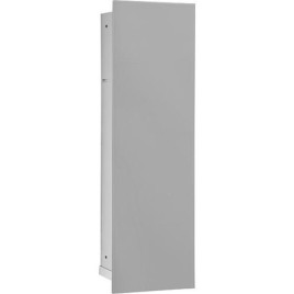 Niche à encastrer en inox pour WC hauteur 600 intérieur inox brossé, 1 porte blanche, gauche