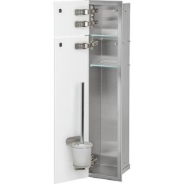 Caisson WC mural Zero 2 inox complet lxh : 185x831 mm butoir à gauche porte vitrée blanche