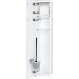 Caisson WC mural Zero 2 inox complet lxh : 185x831 mm butoir à gauche porte vitrée blanche