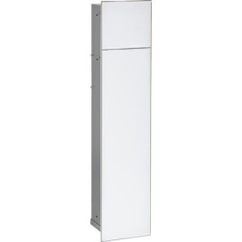 Caisson WC mural Zero 2 inox complet lxh : 185x831 mm butoir à gauche porte vitrée blanche