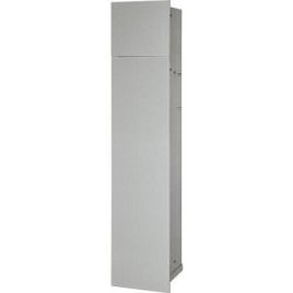 Niche à encastrer en inox pour WC hauteur 800 intérieur inox brossé, 2 portes blanches, droite