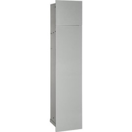 Niche à encastrer en inox pour WC hauteur 800 intérieur inox brossé, 2 portes blanches, droite