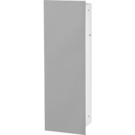 Niche à encastrer en inox pour WC hauteur 450 intérieur inox brossé, 1 porte grise, gauche