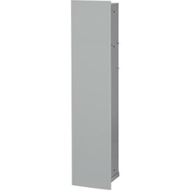 Niche à encastrer en inox pour WC hauteur 800 intérieur inox brossé, 1 porte grise, gauche