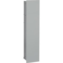 Niche à encastrer en inox pour WC hauteur 800 intérieur inox brossé, 1 porte grise, gauche