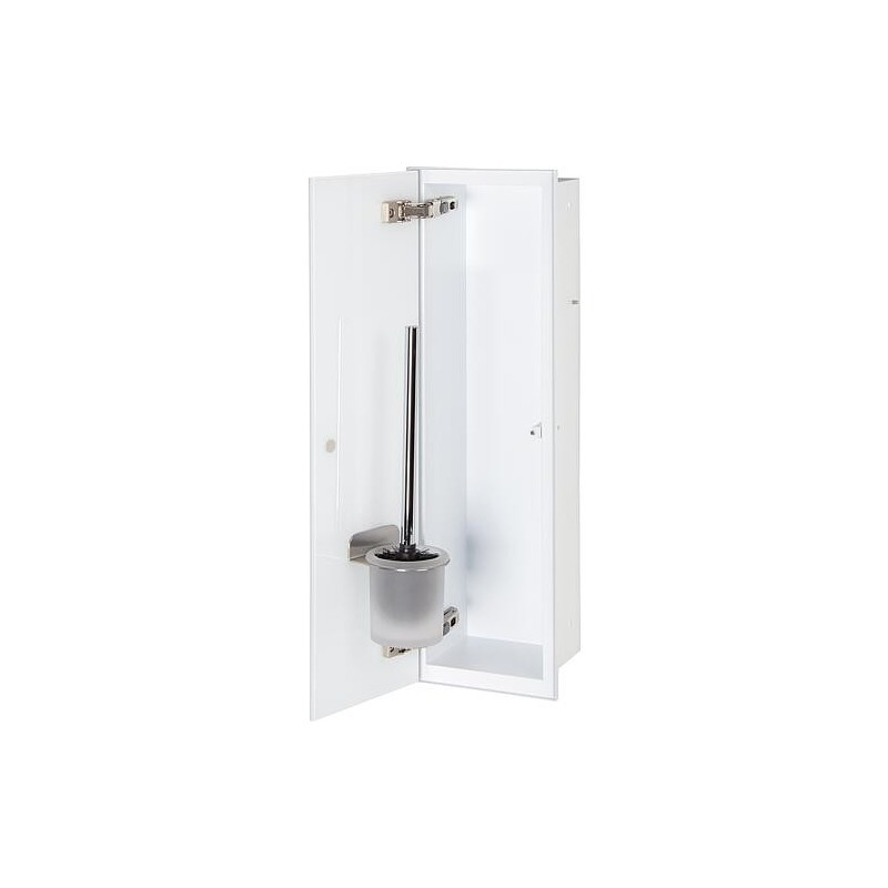 Niche à encastrer pour WC complète blanc laqué Zero 450 1 porte vitrée blanche à gauche