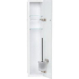 Caisson WC encastré Flat hauteur 800 intérieur revêtu blanc, 1 porte blanche, droite