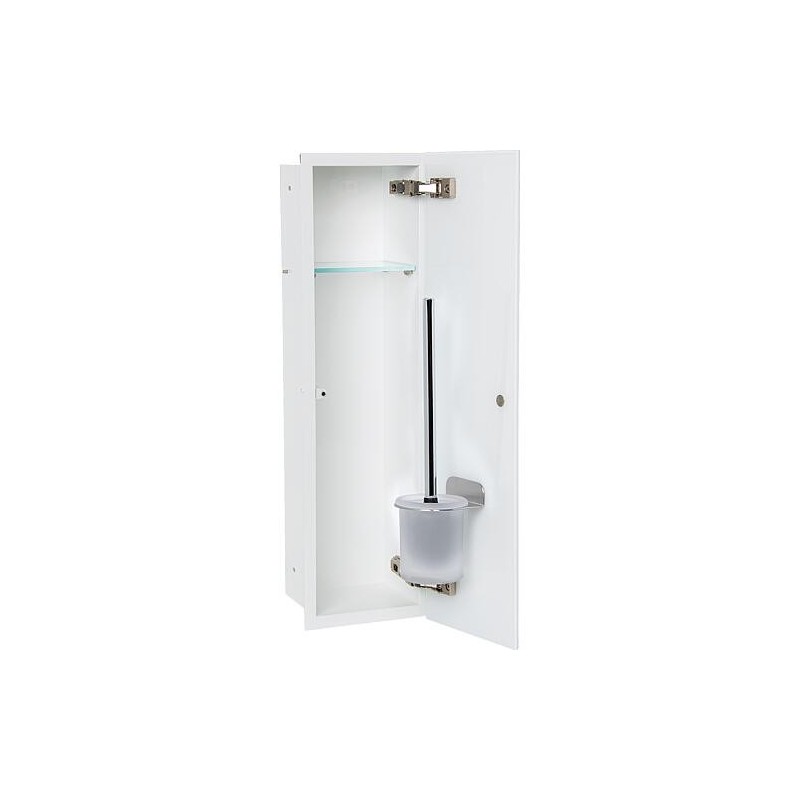 Caisson WC encastré Flat hauteur 600 intérieur revêtu blanc, 1 porte blanche, droite