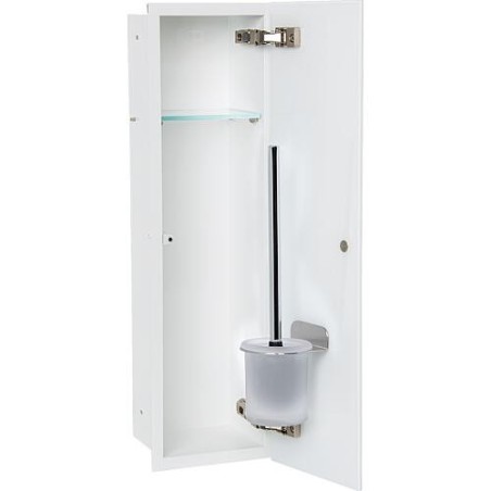 Caisson WC encastré Flat hauteur 600 intérieur revêtu blanc, 1 porte blanche, droite