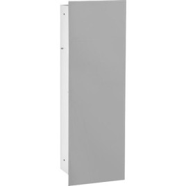 Niche à encastrer en inox pour WC hauteur 450 intérieur inox brossé, 1 porte blanche, gauche