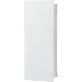 Niche à encastrer en inox pour WC hauteur 450 intérieur inox brossé, 1 porte blanche, gauche