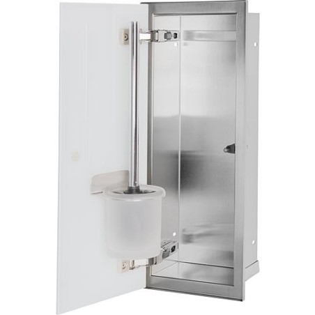 Niche à encastrer pour WC acier inoxydable complète Zero 450 1 porte vitrée blanche à gauche