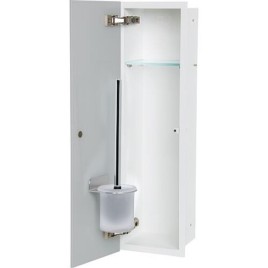 Caisson WC encastré Flat hauteur 600 intérieur revêtu blanc, 1 porte grise, gauche