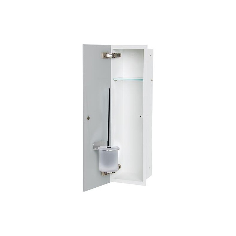 Caisson WC encastré Flat hauteur 600 intérieur revêtu blanc, 1 porte grise, gauche