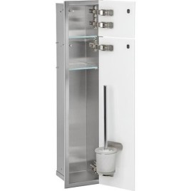 Caisson WC mural Zero 2 inox complet lxh : 185x831 mm butoir à droite porte vitrée blanche