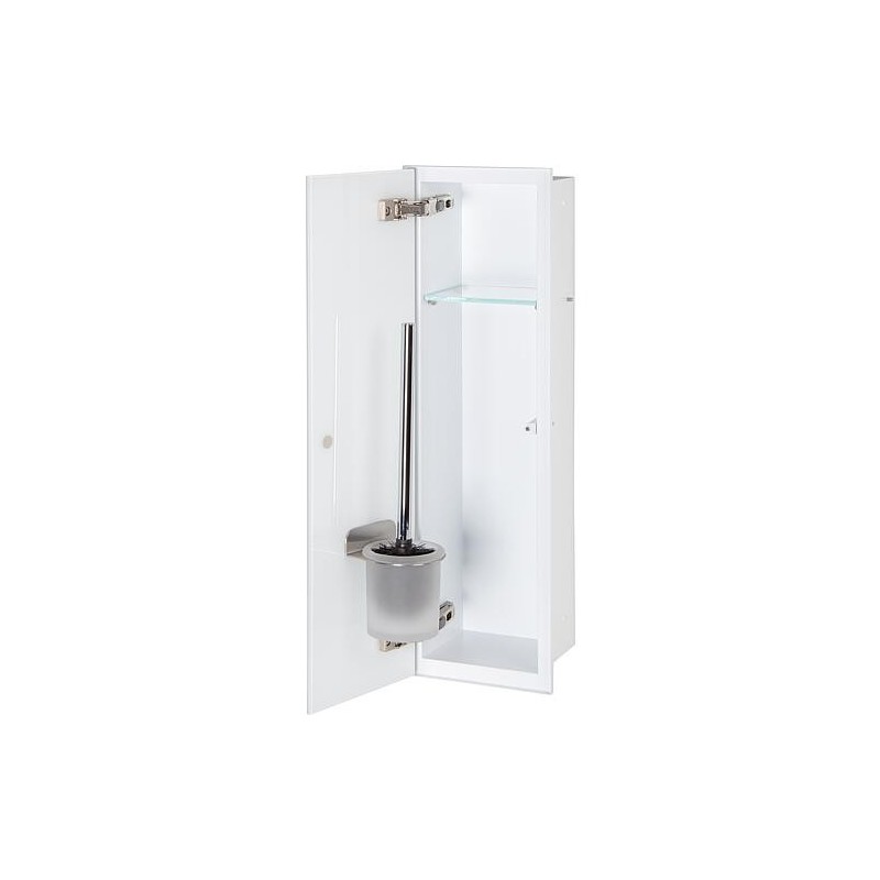 Niche à encastrer pour WC blanc laqué complète Zero 600 1 porte vitrée blanche à gauche